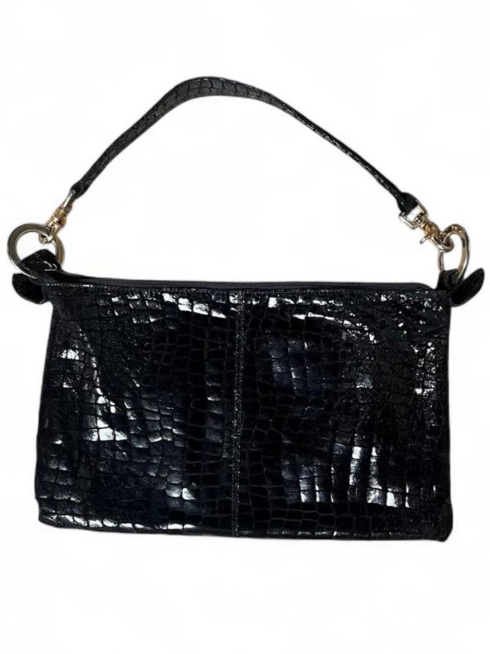 Vintage Andre Oliver embossed genuine leather shoulder bag with croc texture
